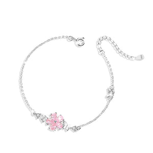 Pink Cherry Blossom Butterfly Charm Bracelet