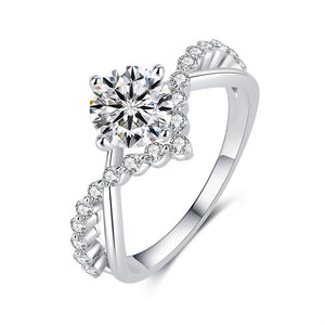 Moissanite Crown Tiara Pave Engagement Ring