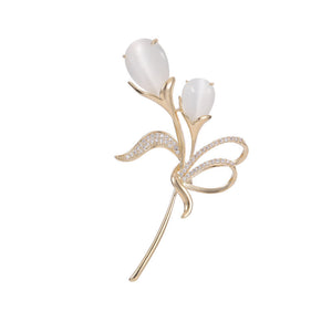 Crystal Tulip Flower Statement Brooch