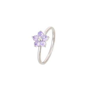 Pink Purple Flower Stacking Thin Band Ring