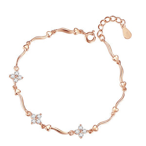 Four Leaf Clover Heart Chain Bracelet