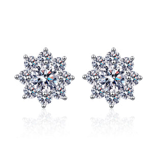 Dainty Moissanite Snowflake Stud Earrings