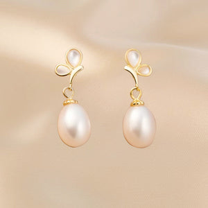 Opal Butterfly Pearl Dangle Drop Earrings