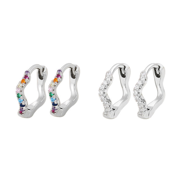 Rainbow Wave Hoop Earrings