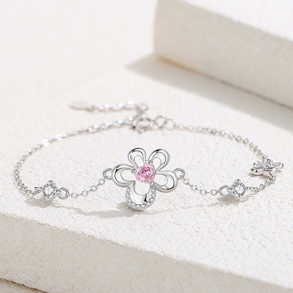 Pink Heart Flower Bracelet