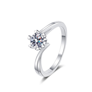 Solitaire Moissanite Twist Engagement Ring