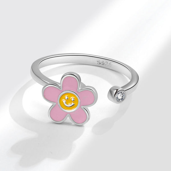 Flower Smiley Anxiety Fidget Spinner Ring
