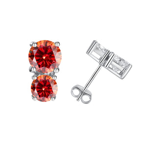 Round Color Moissanite Wedding Stud Earrings