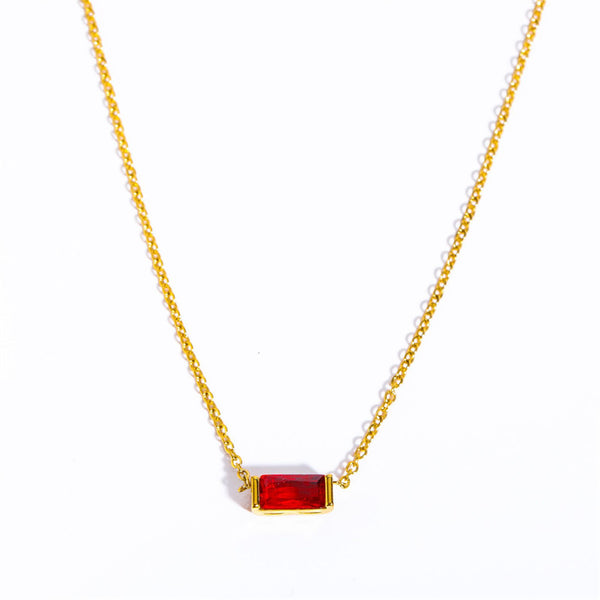 Square Birthstone Pendant Necklace