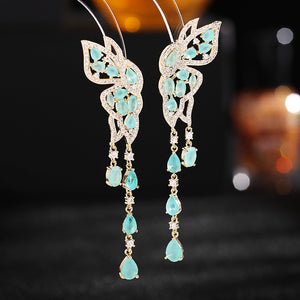 Color Gemstone Butterfly Statement Earrings