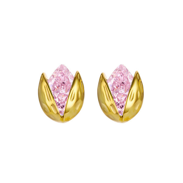 Gold Pistachio Stud Earrings
