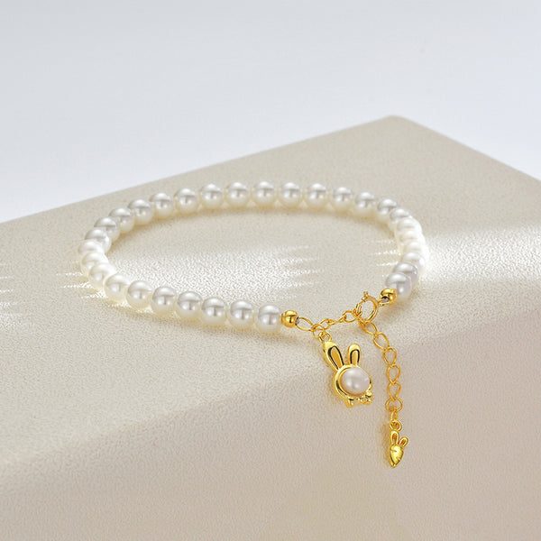 Pearl Bunny Charm Bracelet