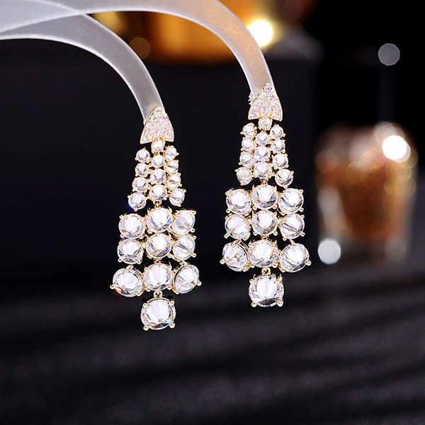 Color Gemstone Drop Wedding Earrings