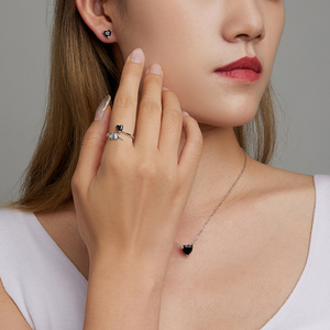 Dainty Tiny Black Heart Stud Earrings