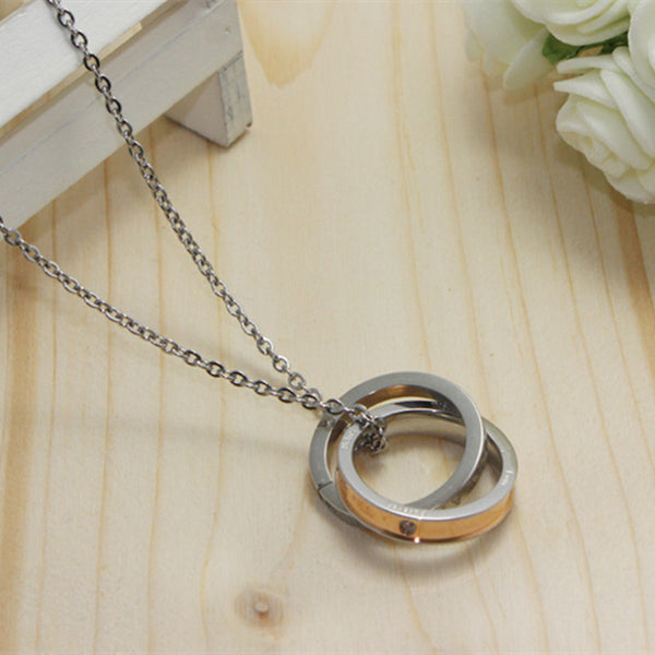 Interlocking Ring Couple Necklace