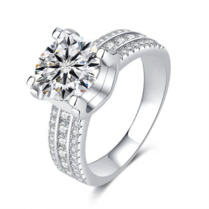 Round Color Moissanite Pave Engagement Ring