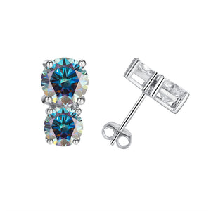 Round Color Moissanite Wedding Stud Earrings