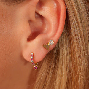 Dainty Heart Drop Hoop Earrings