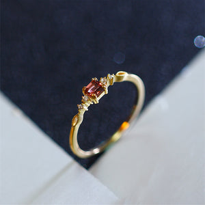 Vintage Garnet Stone Thin Band Ring