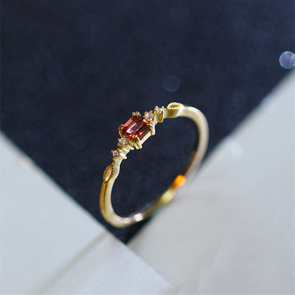Garnet Stone Slim Ring
