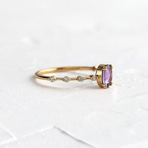 Dainty Purple Oval Stone Stacking Ring