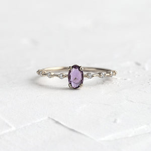 Dainty Purple Oval Stone Stacking Ring