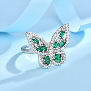 Green Butterfly Statement Cocktail Ring