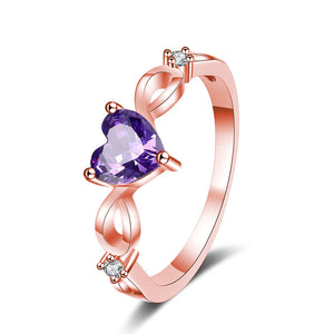 Purple Heart Gemstone Stacking Band Ring