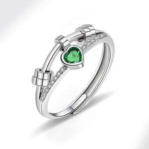 Heart Bead Anxiety Fidget Spinner Ring