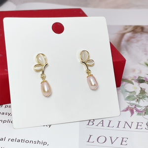 Opal Butterfly Pearl Dangle Drop Earrings