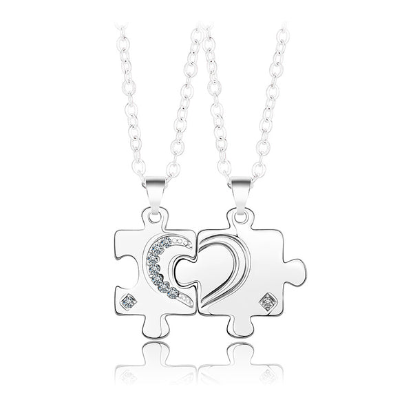 Heart Puzzle Couple Necklace