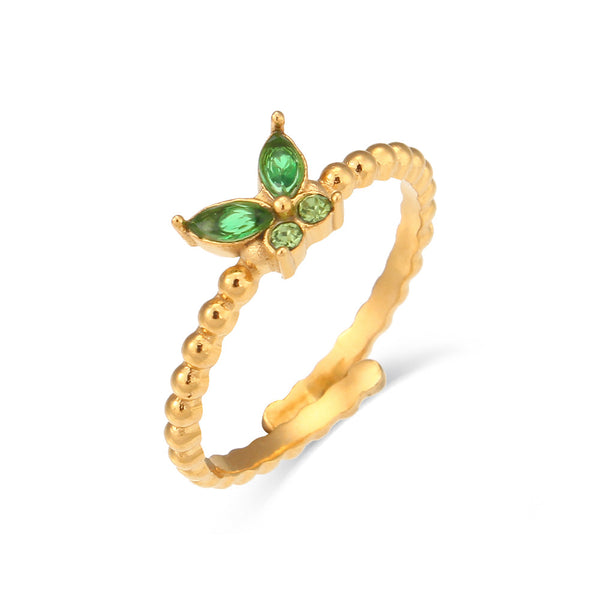 Colored Gemstone Butterfly Open Ring