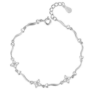 Four Leaf Clover Heart Chain Bracelet