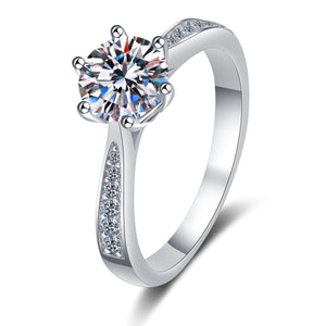 Six-Prong Moissanite Pave Engagement Ring