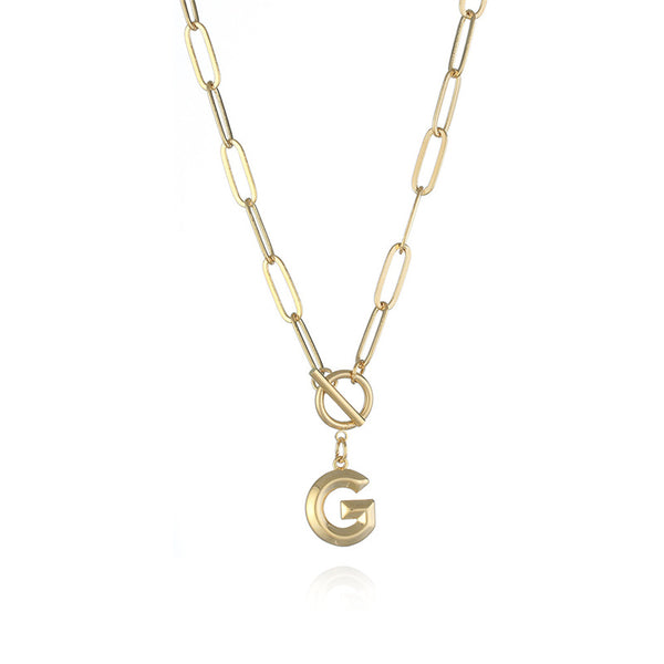 Gold Initial Letter Pendant Necklace