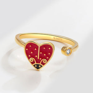 Ladybug Heart Anxiety Fidget Spinner Ring