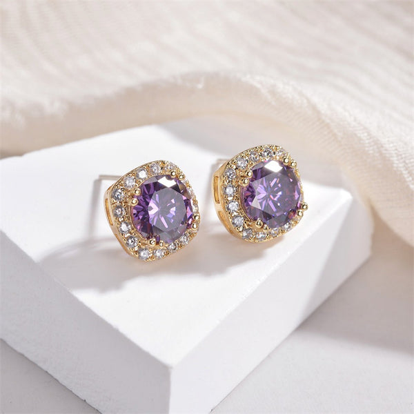 Colored Gemstone Stud Earrings