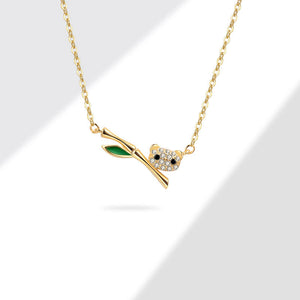 Cute Panda Bamboo Pendant Necklace
