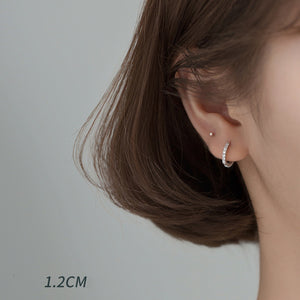 Simple Pave Setting Small Hoop Earrings