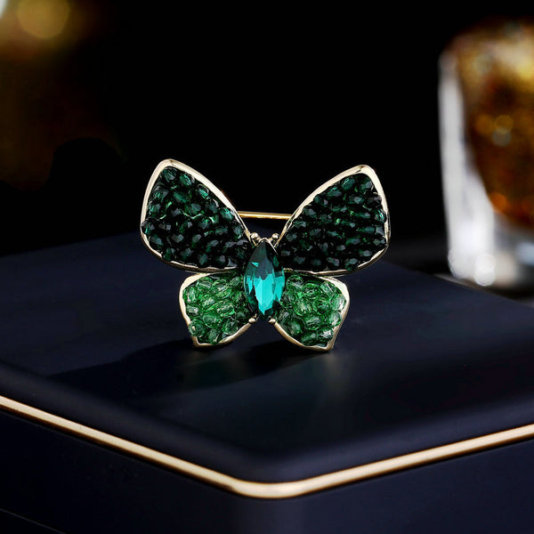 Colored Gemstone Butterfly Brooch