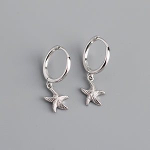 Starfish Dangle Drop Hoop Earrings