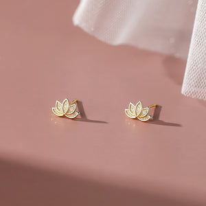 Tiny Small Lotus Flower Stud Earrings