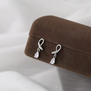 Dainty Bow Teardrop Drop Stud Earrings
