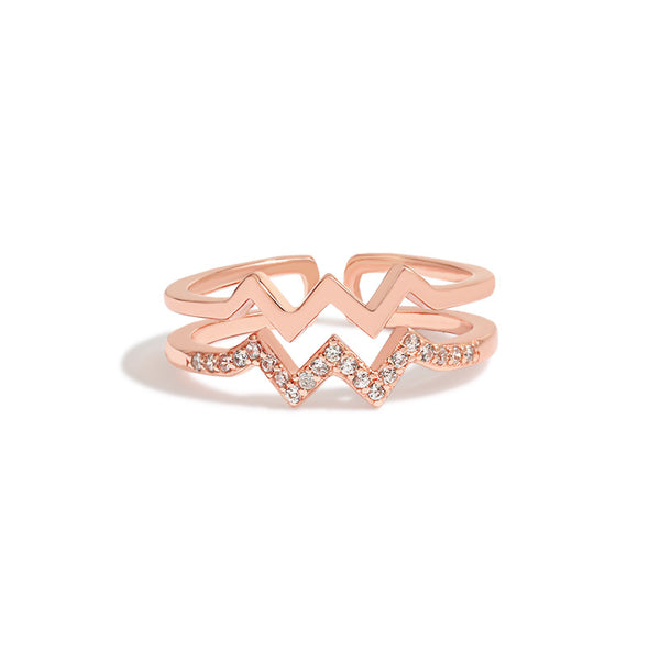 Double Layered Heartbeat Ring