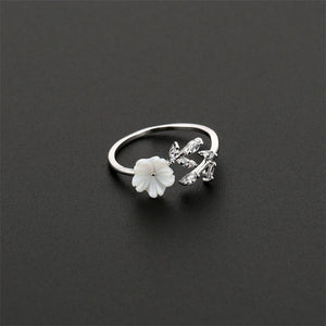 Mother of  Pearl Flower Stacking Bypass Ring