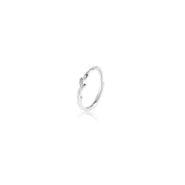 Silver Branch Leaf Couple Ring