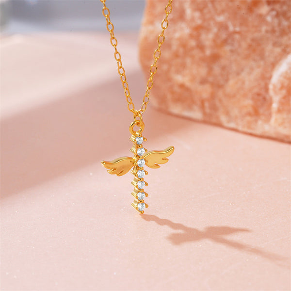 Angel Wing Cross Necklace