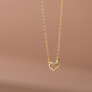 Interlocking Heart Ring Pendant Necklace