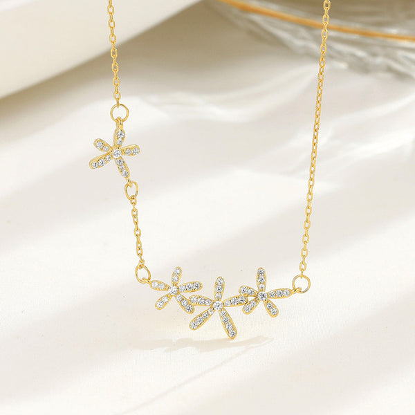 Four Flower Charm Necklace