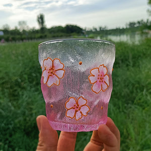 Hand Paint Flower Strawberry Drinking Glass